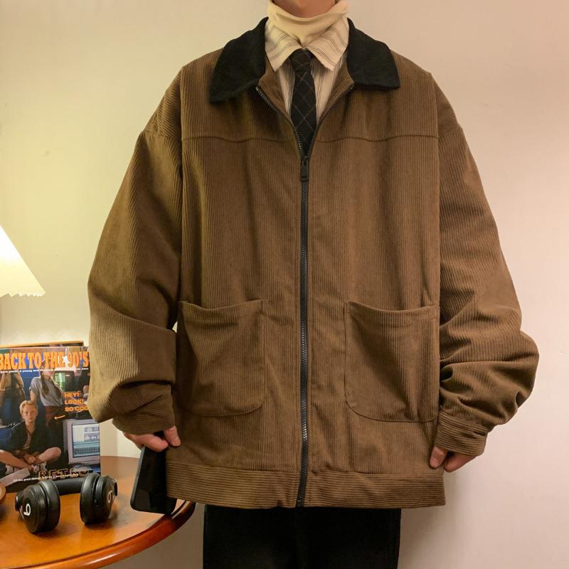Vintage Herren Frühling und Herbst Trendmarke Amerikanische Retro Cordjacke