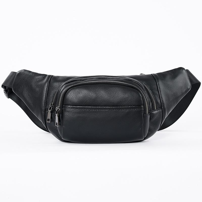 

Первый слой кожаной поясной сумки, модная сумка через плечо для отдыха, спорта, фитнеса, удобная сумка через плечо чёрный