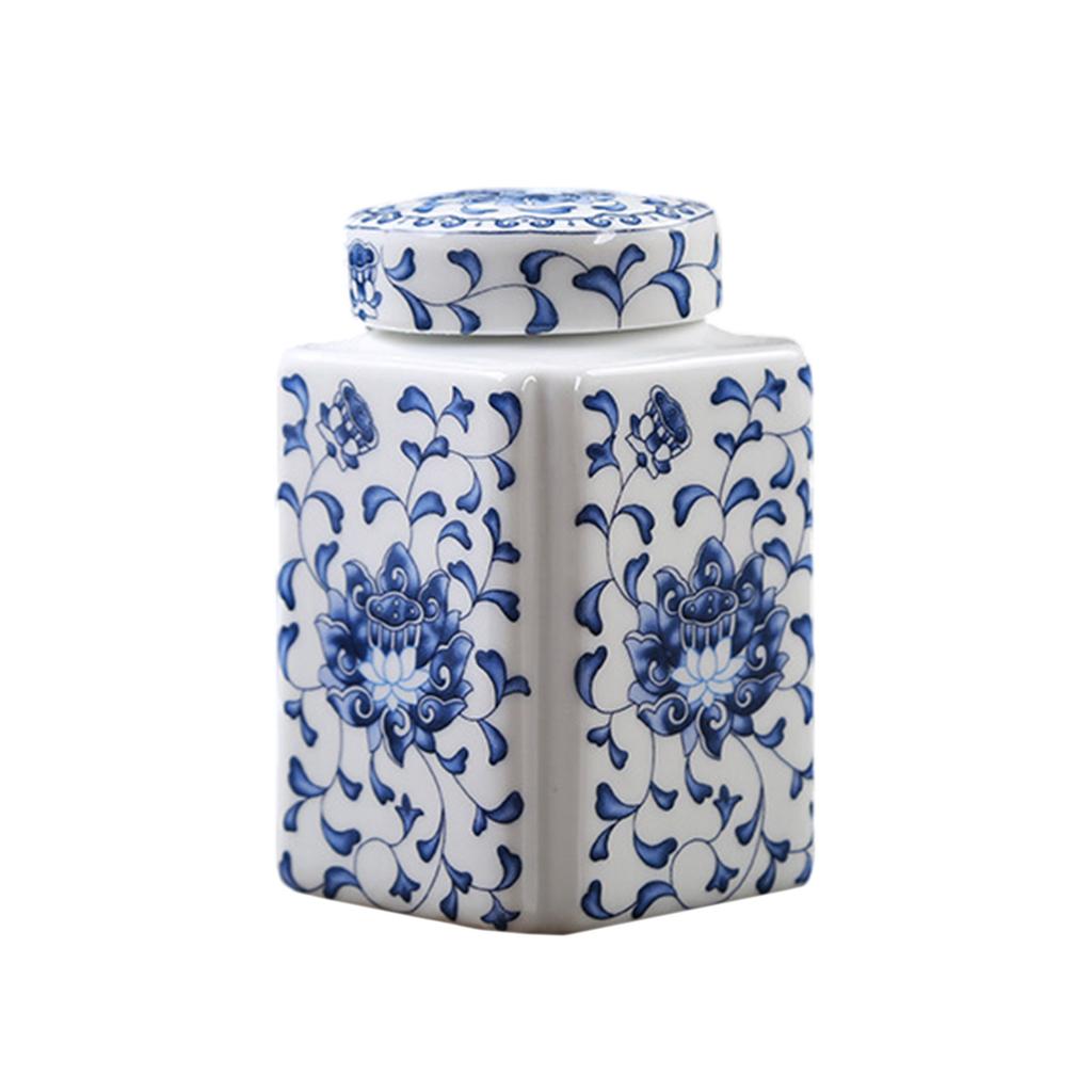 Elegant Blue White Ceramic Ginger Jar Porcelain Temple Jar for Home Decoration and Storage Vase