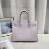 Gold Button Silver Cowhide Togo-202530 Genuine Leather Women's Bag Portable