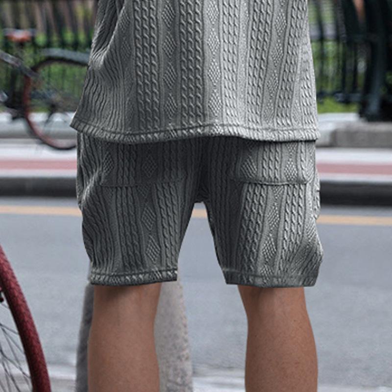 Multi-pocket Spring/Summer Straight-leg Wide-leg Sports Casual Jacquard Shorts