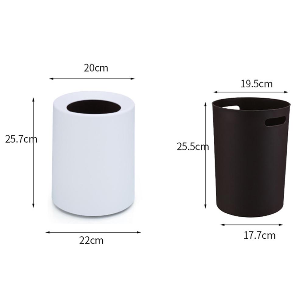 

Household Kitchen Trash Bin Frosted Plain Color Desktop Waste Can Storage Container Bedroom Living Room Plastic Dustbin 8L White білий
