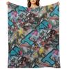 Graffiti pattern Throw Blanket Plush Flannel Vintage Camping Blankets