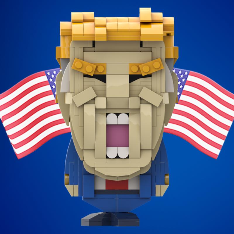Trump Model Building Blocks Cartoon Action Figures US Presidential Candidate DIY Creative Assembled Brick Toy Kids