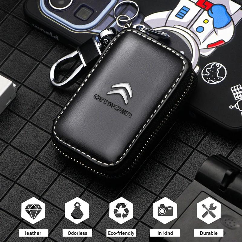 Leather Car Key Holder Car Keychain Bag Organizer Car Key Case for Citroen C4 C3 C5 C1 C2 Berlingo C-Elysee C4-Picasso aki256