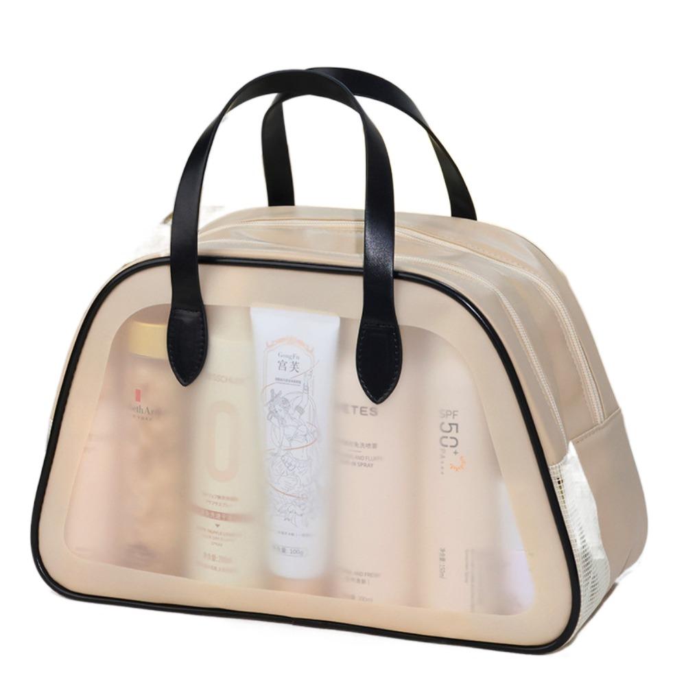 

Double Layer Travel Toiletry Bag Waterproof Cosmetic Bag Swimming Makeup Storage Bag Women M бежевый