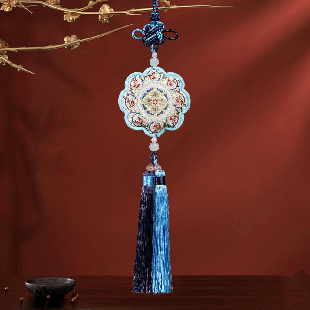 Silk Sunflower Dunhuang Embroidery Sachet with Tassel - Ethnic Style Hanfu Decoration