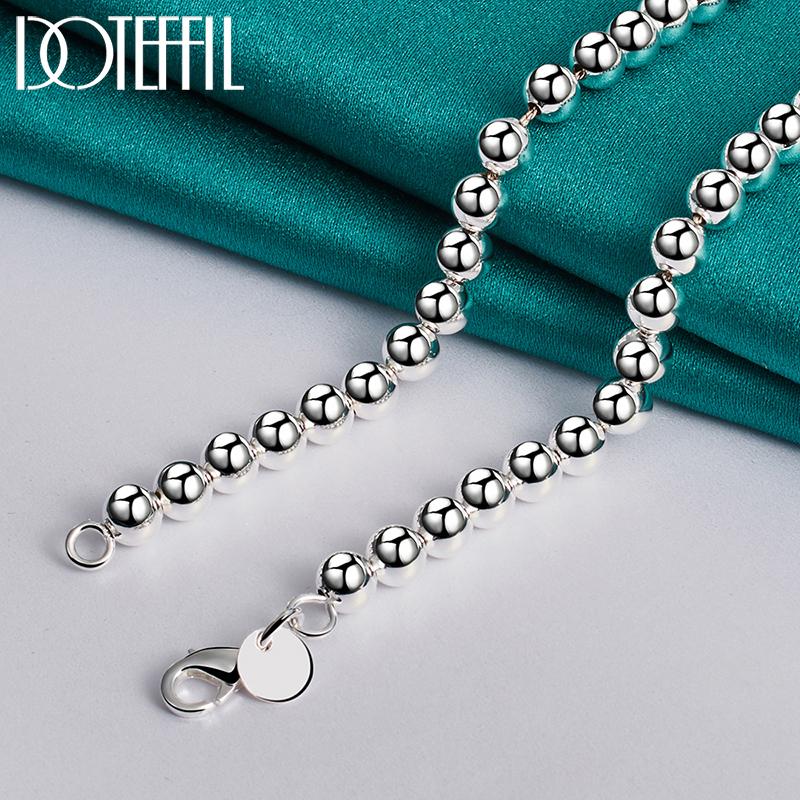 Classic 6mm Bead Chain Silver Necklace Party Gift Charm Jewelry