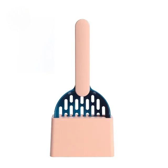 Cat Litter Scoop Set with Base Long Handle Clashing Cat Poop Tool High-Grade ABS Plastic Durable Kitten Toilet Cleaning Tool Pet