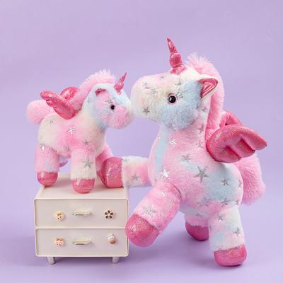 Standing Colorful Stars Unicorn Doll Cute Pink Pony Plush Toy For Children'S Day Gifts