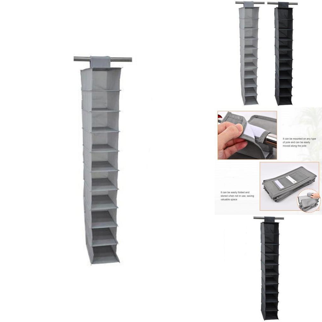 Lightweight Nonwoven Shoe Organizer With Tiered Hanging System For Closet And Wall Use