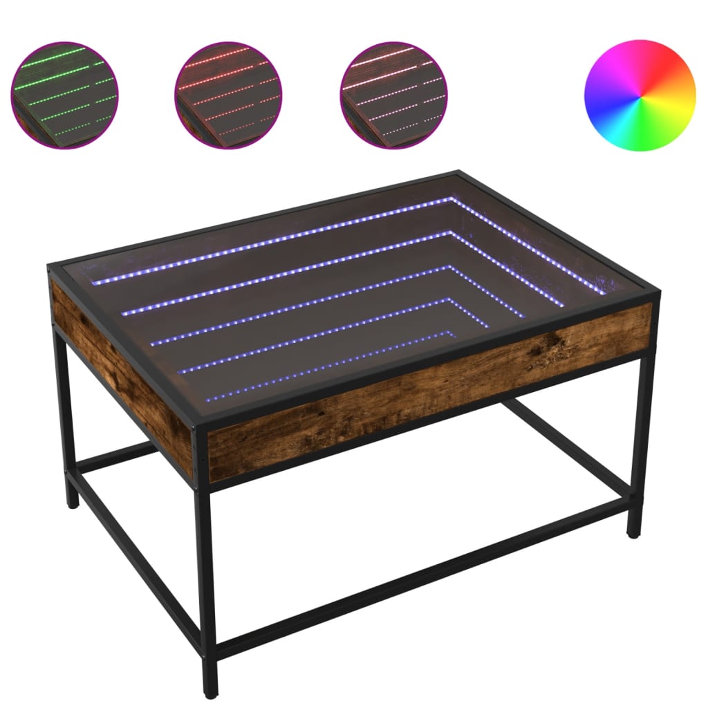 Infinity LED Coffee Table in Smoked Oak 70 x 50 x 41 cm
