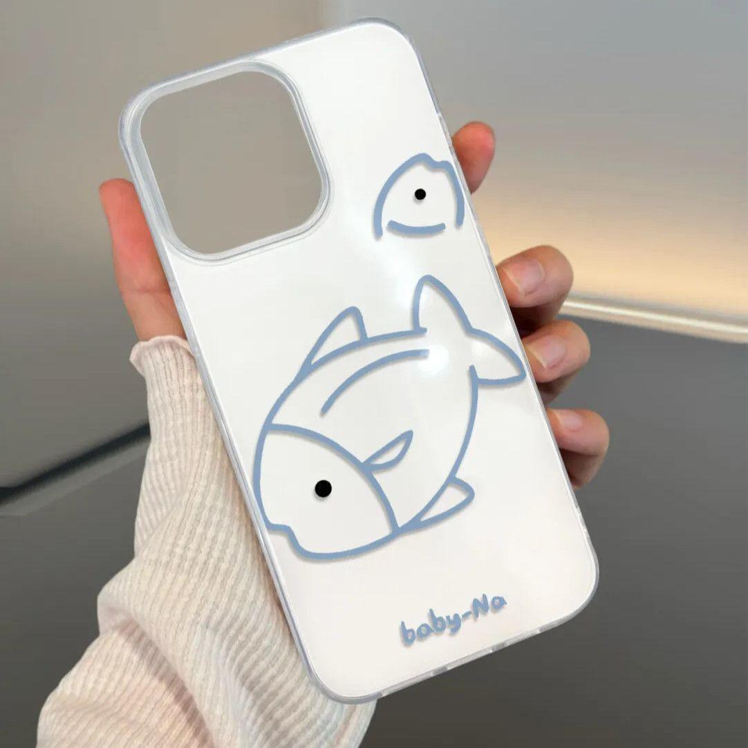 

Single Layer Blue Line Fish for IPhone16pomax for Apple 15pr Mobile Phone Case 14 New Style 13 Cartoon 12 For Apple 6