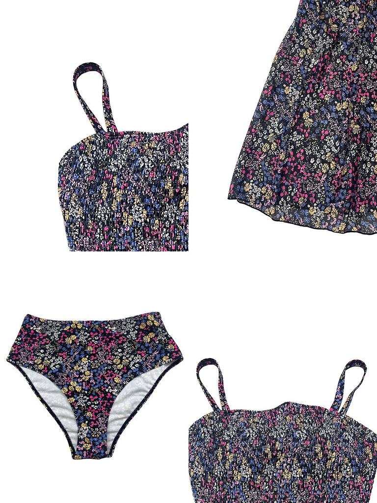 2026 Plus Size European & American Digital Print Skirted Bikini with Tummy Control & Slimming Split Design