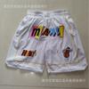 Miami Heat Basketball Shorts Men City White Black Rainbow Print Performance Sportswear Cotton Athletic Pants