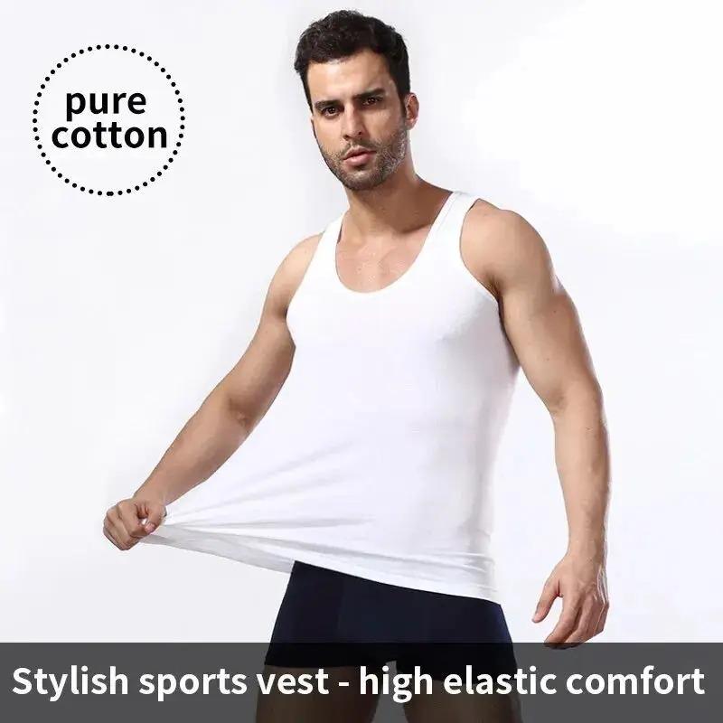 Cotton Vest for Men Youth Fitted Sports Fitness Casual Sleeveless Top Four Seasons Cool and Comfortable