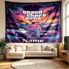 Custom Name Personalized Grand Theft Auto Print Tapestry, Wall Art Decor, Bedroom, Dorm, Apartment, LivingRoom, Party Backdrop, Gift for Birthday