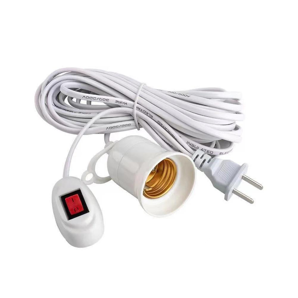 3/5/10m Lamp Bases Universal With Switch Led Bulb Socket Adapter E27 Screw Lamp Holder Accessories Tools Two Plugs Suspension