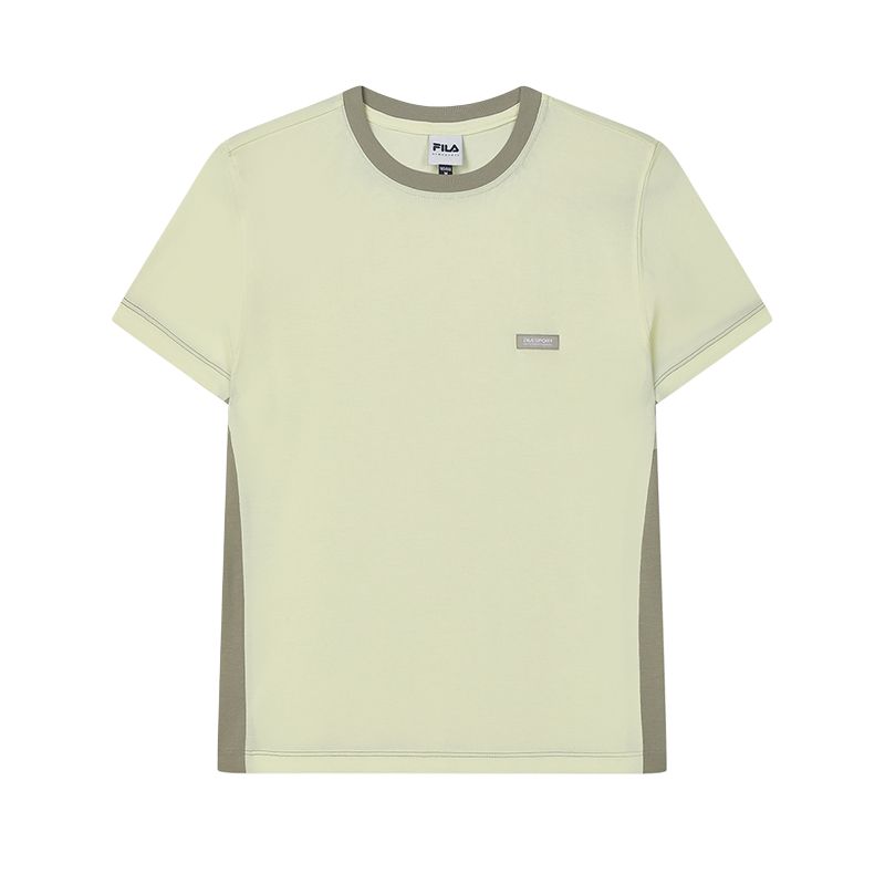 

FILA Fashion Casual Color Block Basic Round Neck Short Sleeve T-Shirt Women tops Gentle-Yellow F71W429103F-YE M