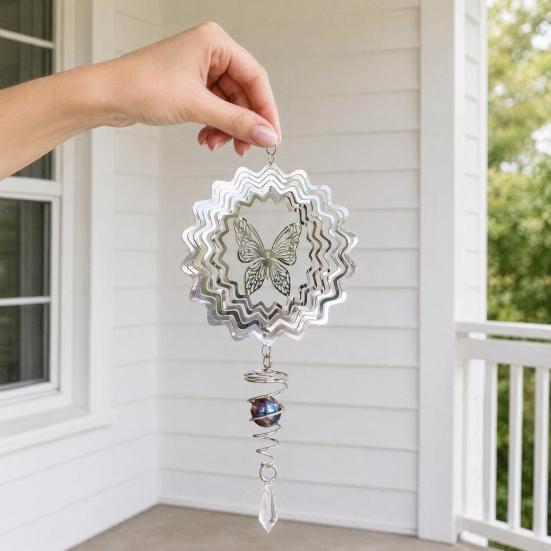Stainless Steel Reflective Wind Spinners Outdoor Garden Decor Sparkly Wind Spinner Bird Devices