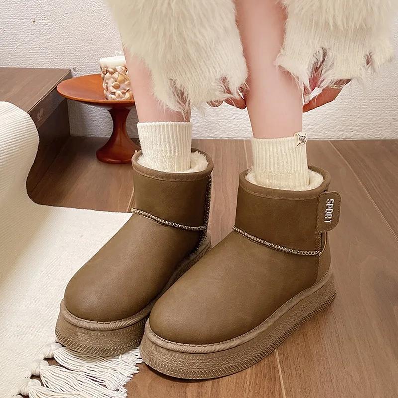 Fashion Women's Boots 2024 Selling New Comfort Platform Winter Ankle Snow Boots Indoor Plush Warm Casual Slip-On Ladies Walking Shoes
