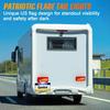 Gonice Patriotic RV Camper Tail Lights With License Plate Holder - American Flag Design 57 LEDs Trailer Tail Lights With Running, Turn Signal, Brake,