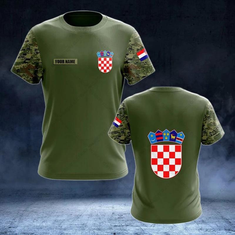 

Футболки по индивидуальному заказу с эмблемой Хорватии и черепом, летние повседневные футболки для мужчин, женщин и детей, уличная одежда большого размера, топы с короткими рукавами 6XL