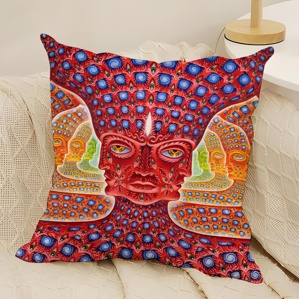 Visionary Spiritual Artist Alex Grey Pillow Case Natural Linen DoubleSided Printing Sofa Home Decor Cushion Cover