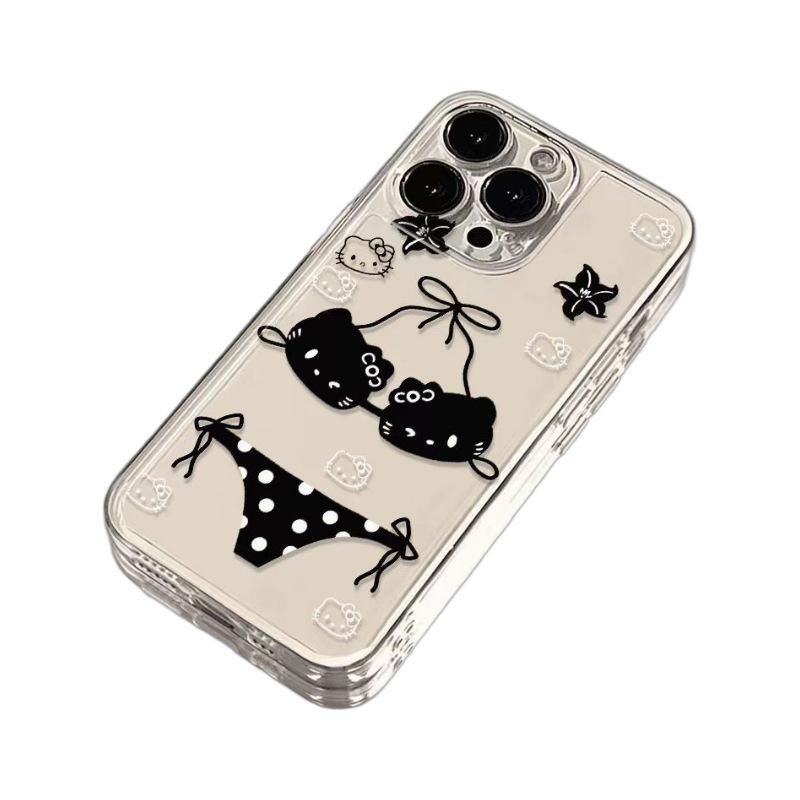 Niche Cartoon KT Bikini iPhone Case for Apple 15PROMAX/14/13/12/11 - Transparent & Hot-selling.
