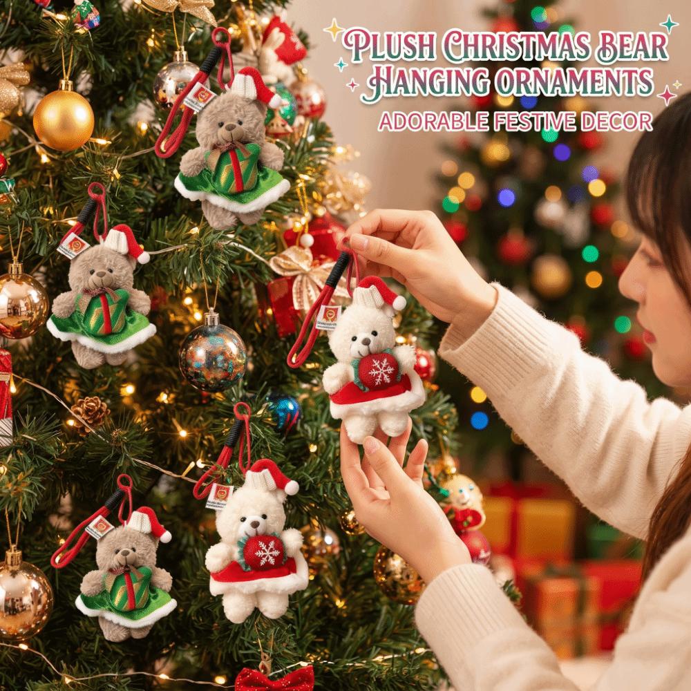 Santa Hat Plush Toy Pendant Cute Dress Xmas Bag Charm Christmas Bear Keychain Stocking Stuffers