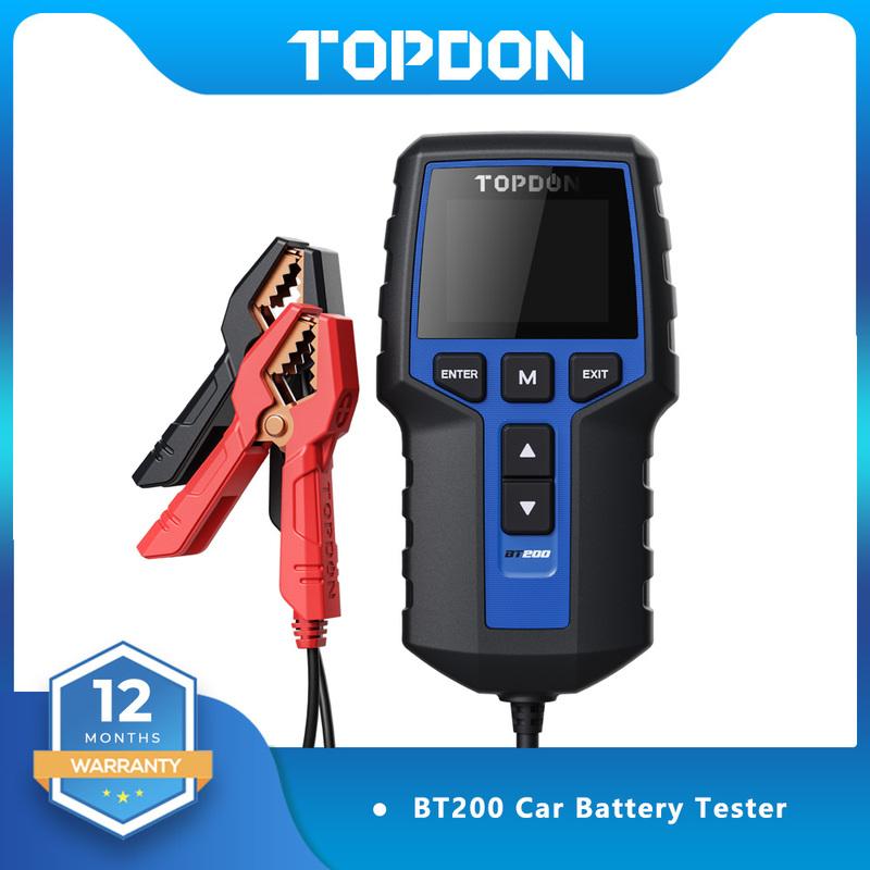 TOPDON BT200 Battery Tester 12V Car Digital Automotive Diagnostic Battery Tester Analyzer Vehicle Cranking Charging Scanner Tool BT200