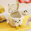 1 pc Cute Push-On Mini Trash Can with Brush, Compact Desktop Trash Can, Storage and Cleaning Function 2 in 1