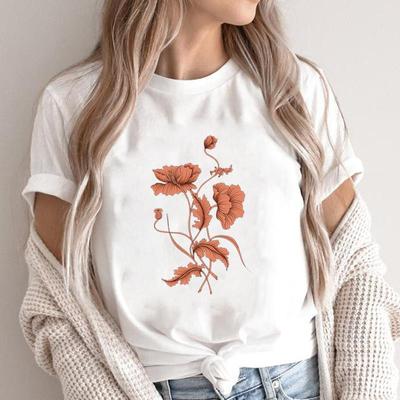 (Asiatische Größe)T Kleidung Lässige Mode Blume Süßer Trend Niedlicher 90er-Jahre-Druck Weiblich Lässiges Damen-Top Grafik-T-Shirt Kurzarm-T-Shirt