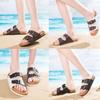 Elegant Women's Slide Buckle T-strap Cork Footbed Platform Flip Flop Shoes Sandals
