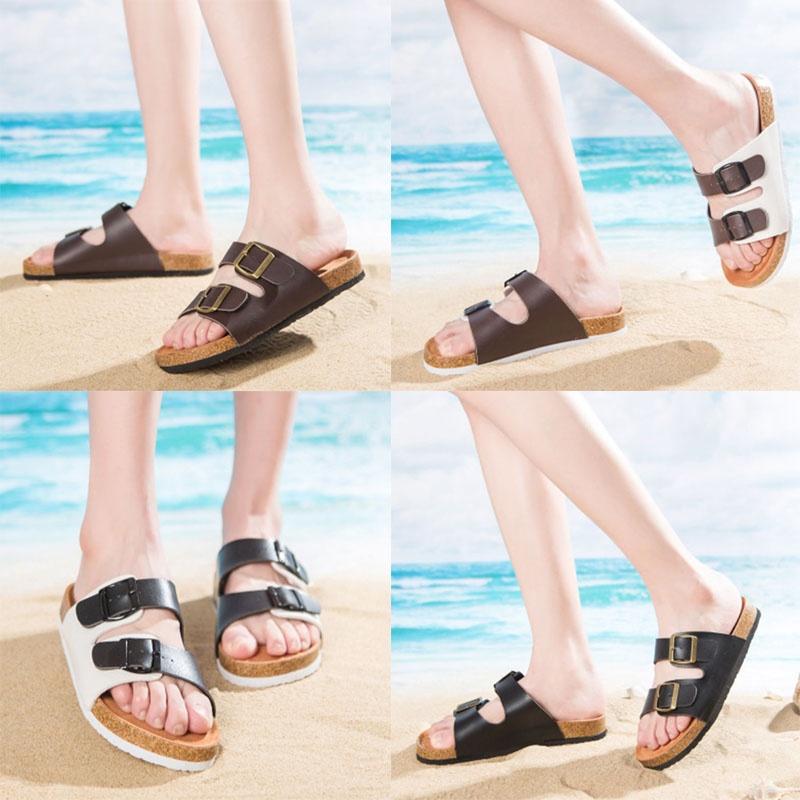 Elegant Women's Slide Buckle T-strap Cork Footbed Platform Flip Flop Shoes Sandals