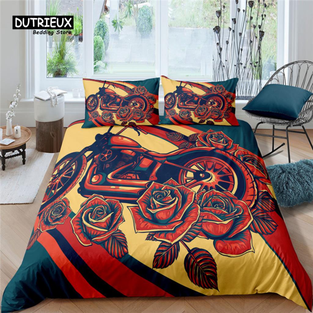 Home Living Luxus 3D Motorrad Bettwäsche Set Komfortable Bettbezug Set Kinder Bettwäsche Set Queen und King EU/US/AU/UK Größe