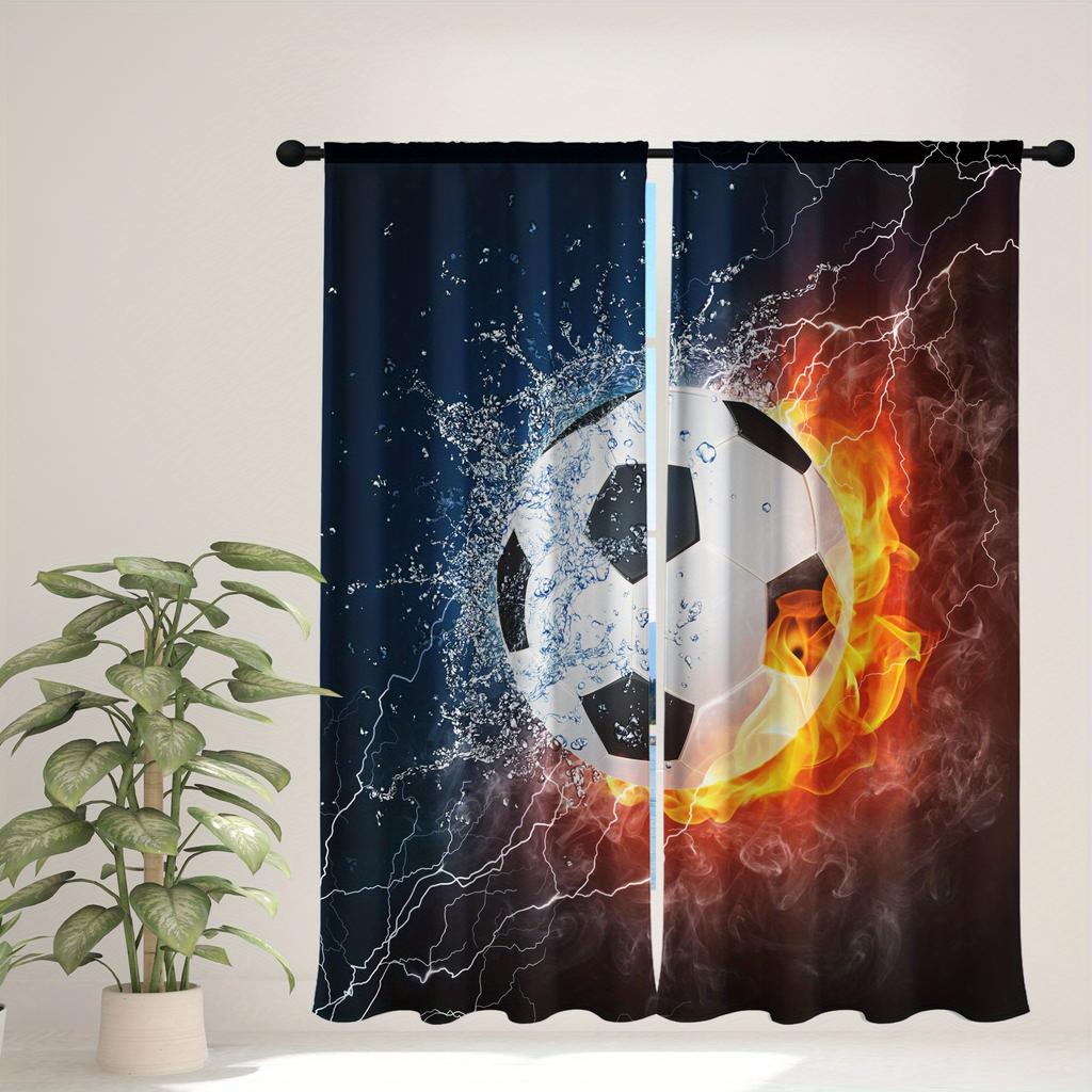 Feuer Basketball Fußball Spaorts Junge Fenster Vorhänge Jalousien Für Kinder Schlafzimmer Wohnzimmer Badezimmer Küche Tür Heimdeko 2 Stück