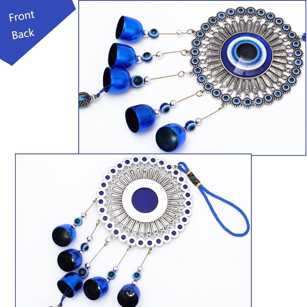 Handmade Metal Hanging Wind Chime Glass Wind Music Bell Blue Eyes Wind Chime  Garden Decoration