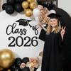 Graduation Backdrop with Balloon Garland Kit Class of 2026 Party Decoration for Photo Background and Event Display