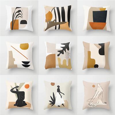 Nordic Style Abstract Geometric Ultra-short Velvet Pillow Cover Home Fabric Sofa Cushion Pillow Cover