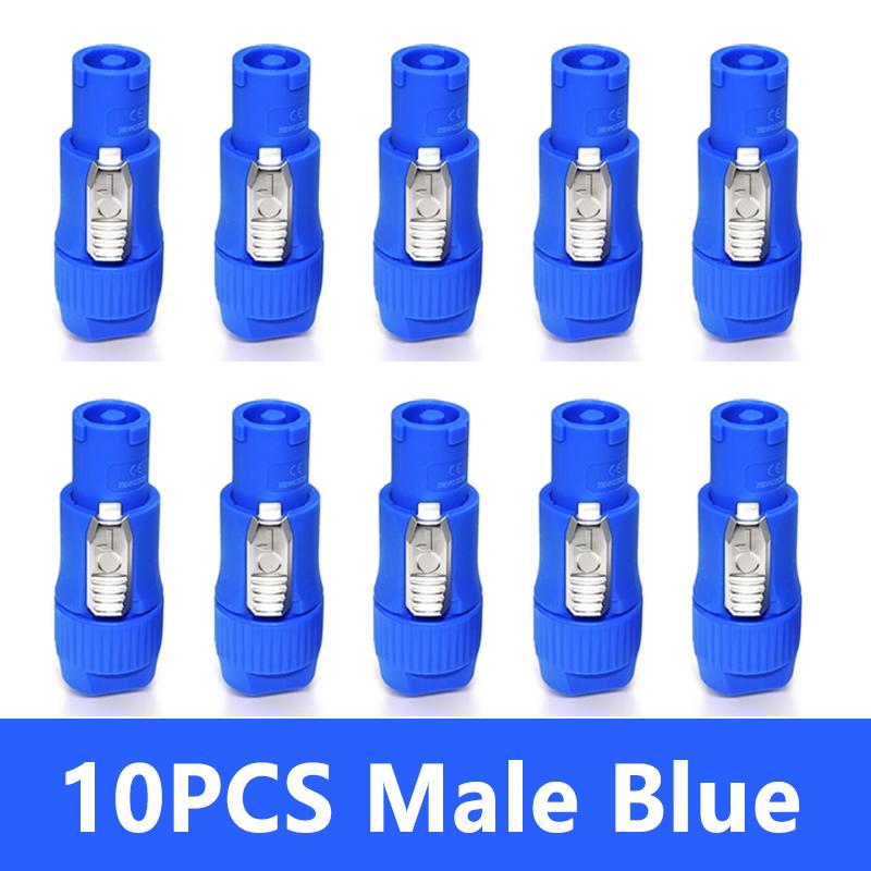 NAC3FCA NAC3FCB 3Pin Power Connector LED Speakon Male Plug Blue (Input)+White (Output) Plug+Female Socket 20A 250VAC