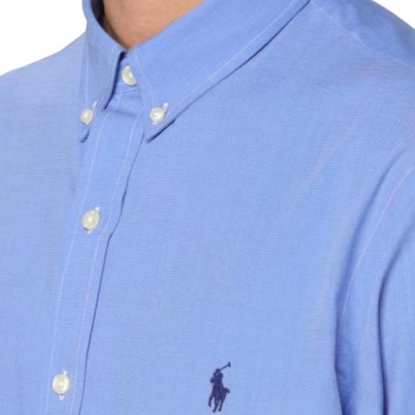 Polo Ralph Lauren Solid Button-Down Collar Slim Fit Long Sleeve Shirt Men Shirts Blue 710928254-003