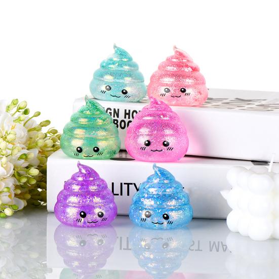 Cartoon Poop Fidget Toy Stress Relief Glitter Prank Poo Squeeze Sensory Pinch Toy Kids Adults Soft Calming Stress Ball Toy