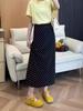 Women's Plus Size Grey Dotty Bodycon Skirt – High Waist, Slimming, A-line, Casual Summer Skirt