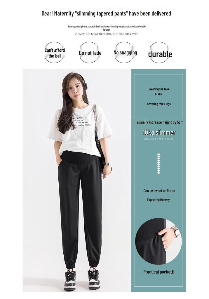 Maternity Spring/Summer Slimming Ice Silk Belly Support Pants