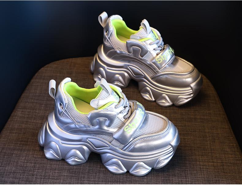 Fujin 8 см сетчатая синтетическая кожа на платформе удобные дышащие кроссовки на массивной платформе повседневная летняя обувь высокого бренда на плоской подошве 34 5980₽