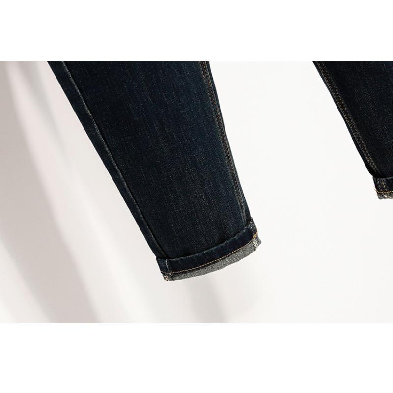DIMANAF 2025 Plus Size Autumn Women Jeans Pants Denim Harlen pants Elastic Basic Blue High Waist Oversize Fashion Pants 5XL