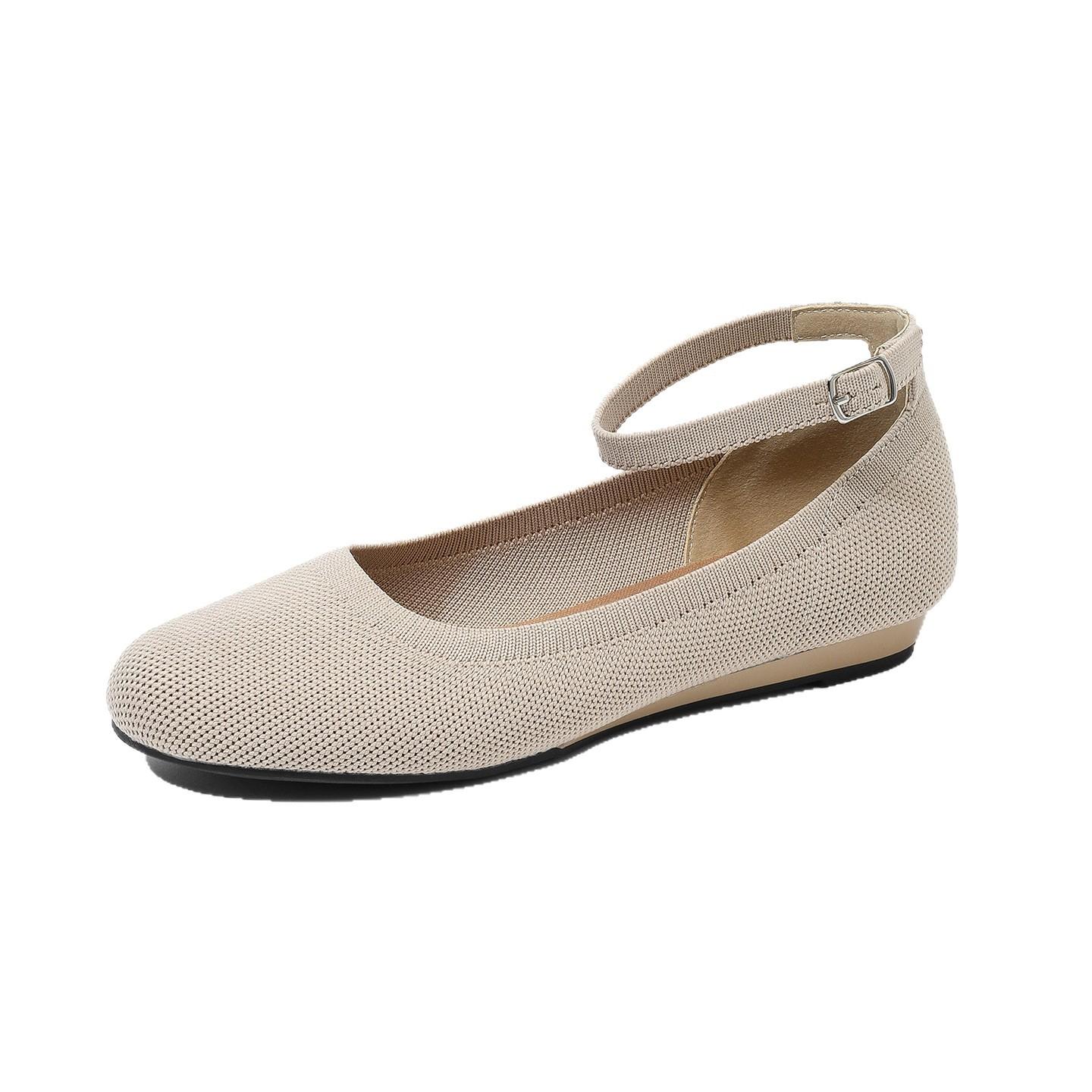

Women s Ballet Flats Square Toe Slip On Shoes Knitted Dress Mary Jane Flats for Women Comfy Causal Work Walking Shoes Mary Jane Shoes With Ankle Strap 43 абрикосовий