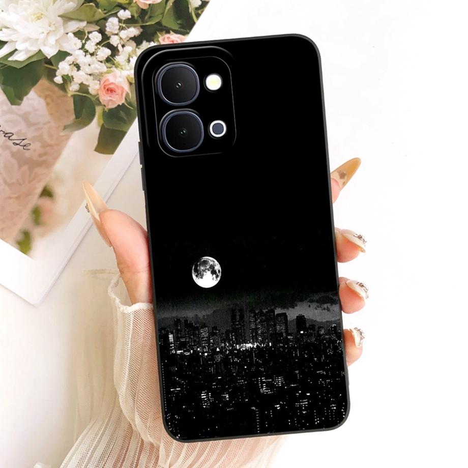 Für Vivo Y31D 4G V2543 Vivo Y51 Pro 5G IQOO Z11X Y500i Handyhülle Florales Mondnacht Schleifenmuster Funda Weiche Matte Silikonhülle