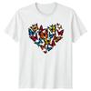 Butterflies Heart Pattern Animals Unisex T-Shirt Womens Tee Mens Graphic Top